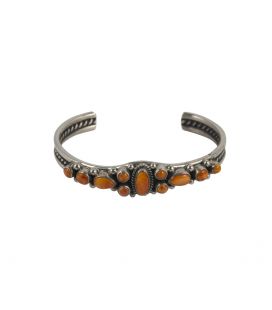 Bracelet Navajo en Argent et "Spiney Oyster", pièce unique par M.JAKE, pour homme et femme