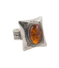 BAGUE TOUAREG, ARGENT ET AMBRE, COLLECTION AFRIQUE, POUR FEMME 