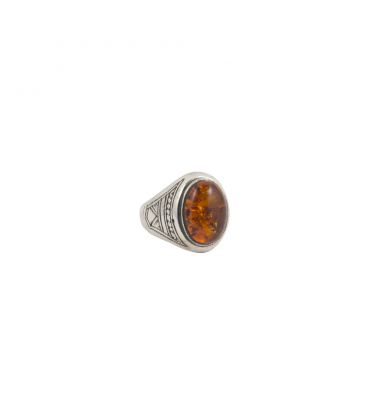 BAGUE TOUAREG, ARGENT ET AMBRE, COLLECTION AFRIQUE, POUR FEMME 