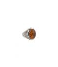 BAGUE TOUAREG, ARGENT ET AMBRE, COLLECTION AFRIQUE, POUR FEMME 