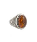 BAGUE TOUAREG, ARGENT ET AMBRE, COLLECTION AFRIQUE, POUR FEMME 