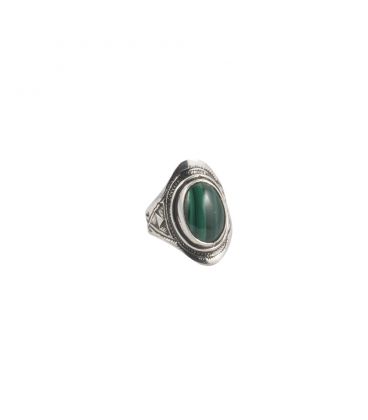 BERBER WOMAN RING, SILVER AND ONYX CABOCHON