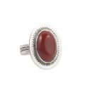 BAGUE TOUAREG EN ARGENT TRAVAILLÉ ET AGATE ORANGE, COLLECTION AFRIQUE, POUR FEMME