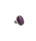 LONGUE BAGUE TOUAREG EN ARGENT ET AGATE MAUVE, COLLECTION AFRIQUE, POUR FEMME