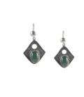 BOUCLES D'OREILLES TOUAREGS EN ARGENT ET MALACHITE, COLLECTION AFRIQUE, POUR FEMME