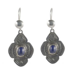 TOUAREG WOMEN EARRINGS, DESERT GODESS HEAD,SILVER AND AGATE