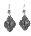 BOUCLES D'OREILLES TOUAREGS EN ARGENT ET LAPIS LAZULI, COLLECTION AFRIQUE, POUR FEMME