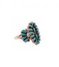 BAGUE ZUNI ""NEEDLE POINT" OVALE PAR M.DISHTA, ARGENT ET TURQUOISE "SLEEPING BEAUTY", FEMMES ET ENFANTS