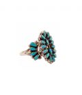 LITTLE ZUNI OVAL "NEEDLE POINT" RING BY S.LAHI, SILVER AND "SLEEPING BEAUTY" TURQUOISE, FOR WOMEN AND CHILDREN
