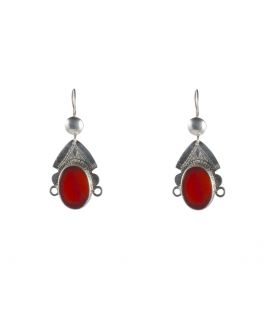 TOUAREG WOMEN EARRINGS, DESERT GODESS HEAD,SILVER AND AGATE