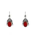 BOUCLES D'OREILLES TOUAREGS TETE DE DEESSE DU DESERT EN ARGENT ET AGATE, POUR FEMME