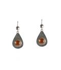 BOUCLES D'OREILLES TOUAREGS EN ARGENT ET AMBRE, COLLECTION AFRIQUE, POUR FEMME