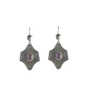 LONGUES BOUCLES D'OREILLES TOUAREGS EN ARGENT ET AMETHYSTE, COLLECTION AFRIQUE, POUR FEMME