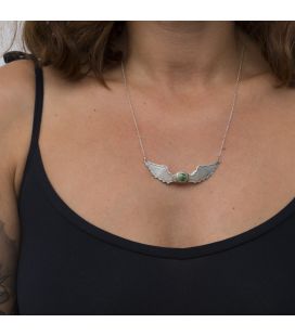 COLLIER "AILES" , CREATION ORIGINALE BANDITAS EN ARGENT ET TURQUOISE , POUR HOMME ET FEMME 