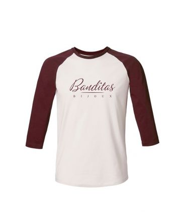 T-shirt Banditas Bijoux à manches raglan 3/4 contrastées, en Jersey 100% coton biologique peigné ring-spun 155 GSM