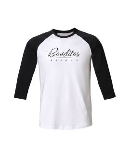 T-shirt Banditas Bijoux à manches raglan 3/4 contrastées, en Jersey 100% coton biologique peigné ring-spun 155 GSM