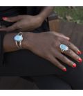 Bracelet Larimar Banditas Créations en Argent et Larimar ovale, fait main, pour femme