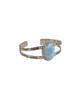 Bracelet Larimar SL bijoux Créations en Argent et Larimar ovale, fait main, pour femme