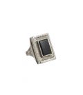 African Engraved Ring, forged Silver and Onyx, for women