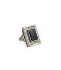 Chevalière Touareg en Argent travaillé et Onyx, Collection Afrique, pour femme et homme