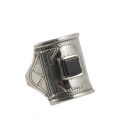 African Engraved Ring, forged Silver and Onyx, for women