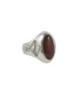 African Engraved Ring, forged Silver and Onyx, for women