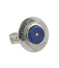 BAGUE TOUAREG RONDE EN ARGENT ET LAPIS LAZULI, COLLECTION AFRIQUE, POUR FEMME