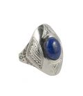 CHEVALIÈRE TOUAREG EN ARGENT ET LAPIS LAZULI, COLLECTION AFRIQUE, POUR HOMME ET FEMME