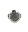 BAGUE TOUAREG RONDE EN ARGENT GRAVE ET LABRADORITE, COLLECTION AFRIQUE, POUR FEMME