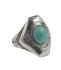 BERBER WOMAN RING, SILVER AND ONYX CABOCHON