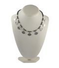 COLLIER TRADITIONNEL TOUAREG , EN ARGENT GRAVÉ ET AGATE NOIRE, POUR HOMME ET FEMME 