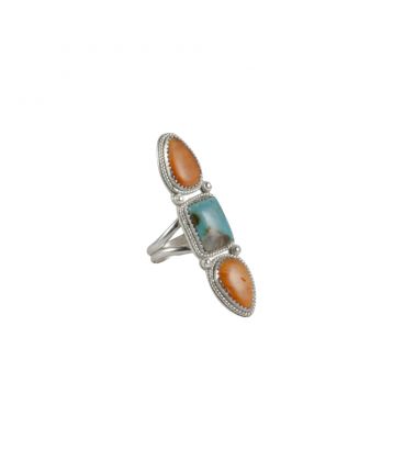 Banditas creations ring, Nacozari Turquoise on stamped Silver, women and men