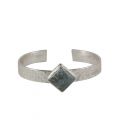 Banditas Creations Cuff, Stamped Silver and "Rainbow Calsilica", for women