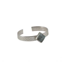 SL Bijoux Creations Cuff, Stamped Silver and "Rainbow Calsilica", for women