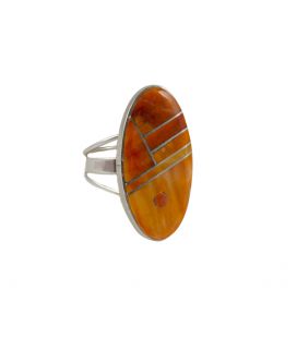  Native American Navajo Ring, Spiney Oyster and Silver 925, for women