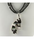 Collier Kokopelli reversible en Argent et pierres, Collection Amérindienne, pour homme et femme 