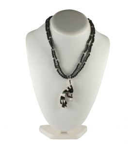 Collier Kokopelli reversible en Argent et pierres, Collection Amérindienne, pour homme et femme 