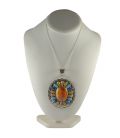 Liquid Silver necklace. Zuni multicolored square pendant, for women and girls.