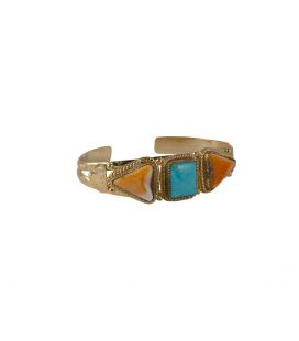 Bracelet "TRIO " SL bijoux en Vermeil, Turquoise et SPiney Oystern, création originale, pour femme