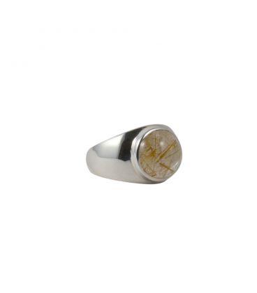 INDIAN RING, SILVER 925 AND QUARTZ RUTILE, FOR WOMEN