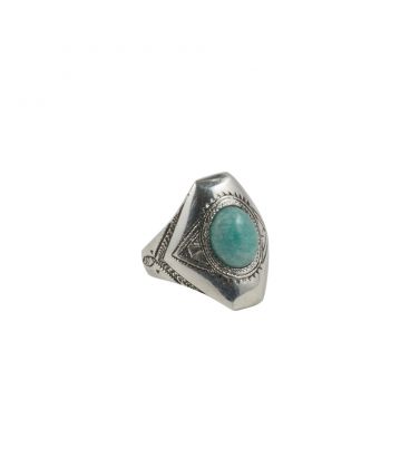 BERBER WOMAN RING, SILVER AND ONYX CABOCHON