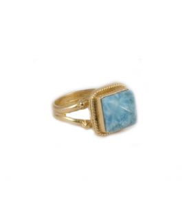 Bague Larimar "Pain de Sucre", création originale SL bijoux en plaqué Or, fait main, pour femme