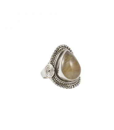 BAGUE EN ARGENT ET QUARTZ RUTILE, COLLECTION INDE