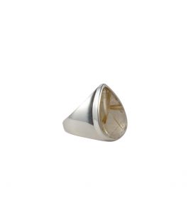 BAGUE EN ARGENT ET QUARTZ RUTILE OVALE, COLLECTION INDE, POUR FEMME 