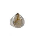 BAGUE EN ARGENT ET QUARTZ RUTILE OVALE, COLLECTION INDE, POUR FEMME 