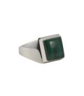 Bague Indienne, Malachite ovale montée sur Argent, pour homme et femme