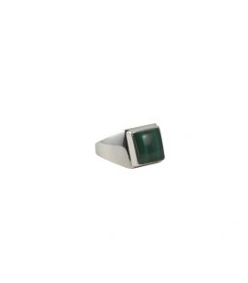 Bague Indienne, Malachite ovale montée sur Argent, pour homme et femme