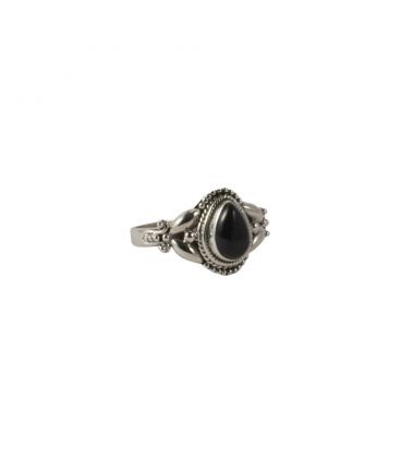 BAGUE EN ARGENT ET ONYX GOUTTE, COLLECTION INDE, POUR FEMME ET ENFANT 