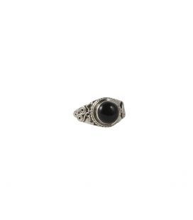 BAGUE EN ARGENT ET ONYX ROND, COLLECTION INDE, POUR FEMME ET ENFANT 