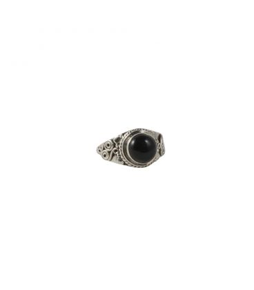 BAGUE EN ARGENT ET ONYX ROND, COLLECTION INDE, POUR FEMME ET ENFANT 